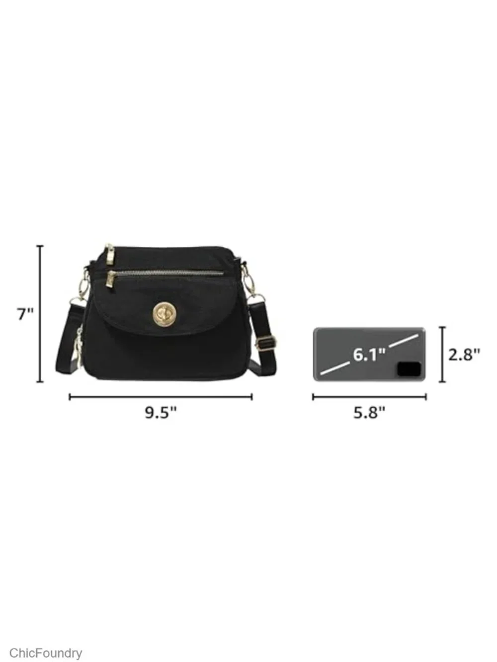 Baggallini Calais Crossbody Bag - Lightweight Water-Resistant Travel Purse with